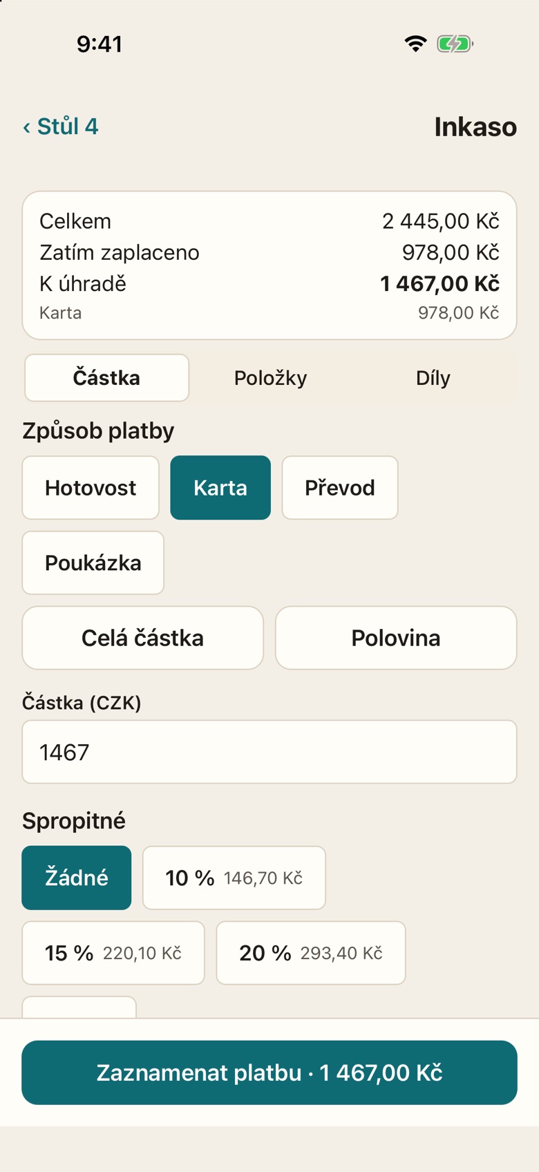 Inkaso u stolu na telefonu