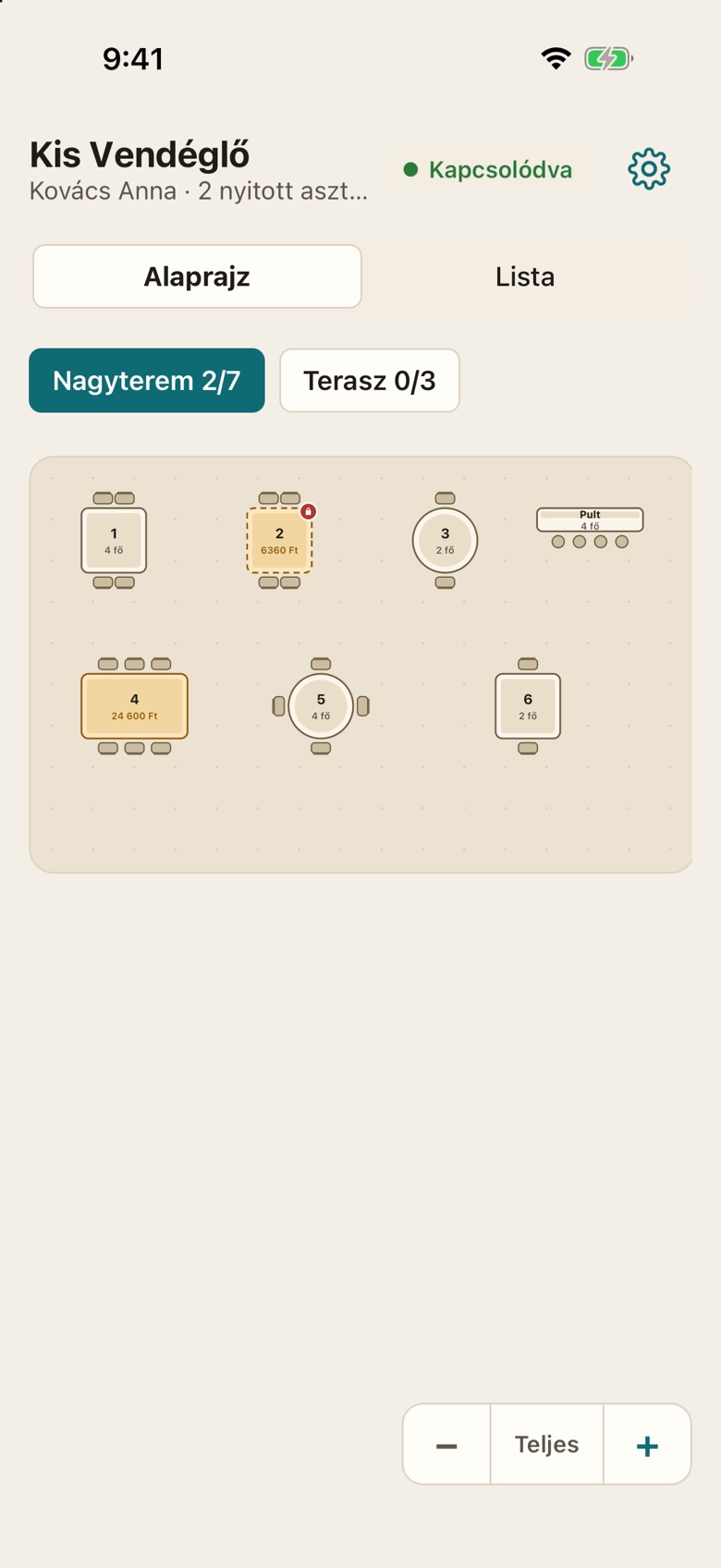 A pincér telefonján az alaprajz